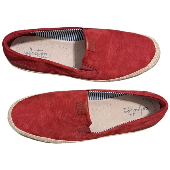 Clark's Collection Ultimate Comfort Espadrille Leather Suede Slip On Shoes Sz 9 - Picture 1 of 17